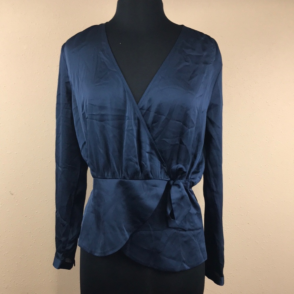 Bar III Tie-Waist Wrap Blouse - Medium